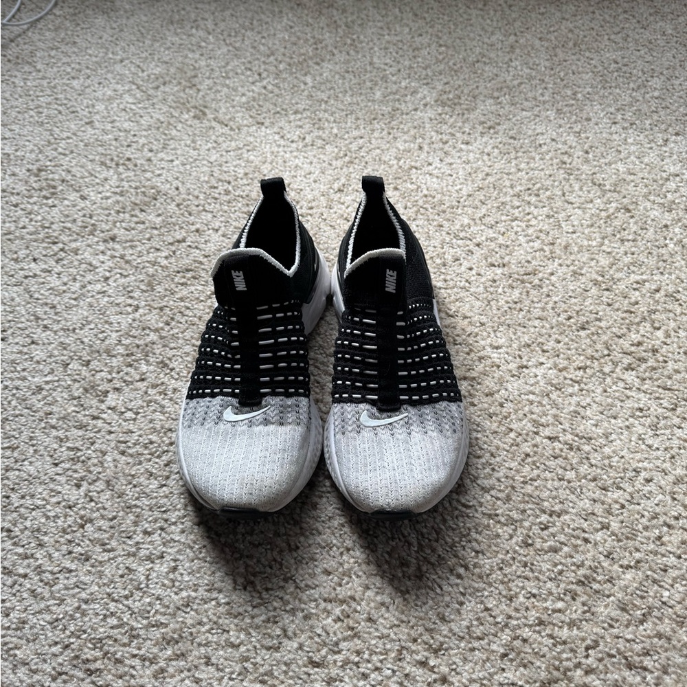 Nike Black and White Slip-On Running Shoes